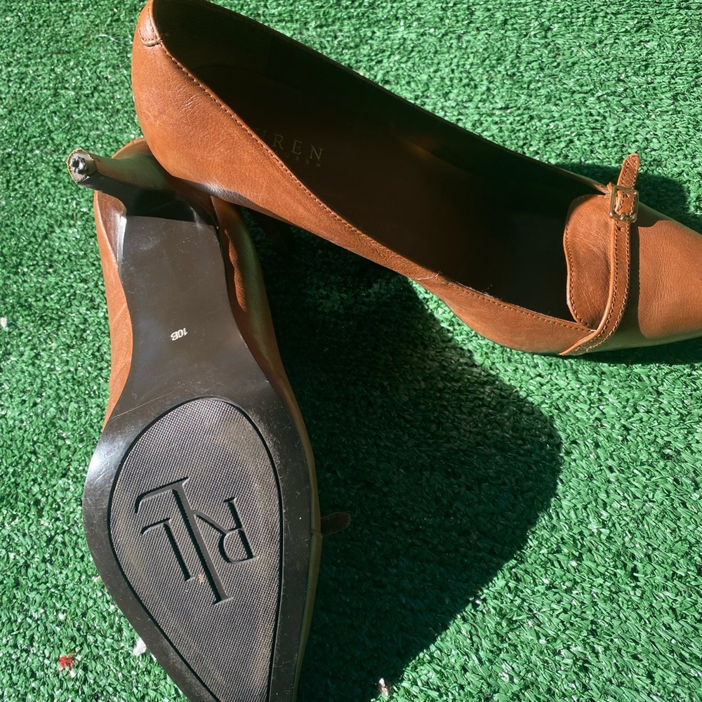 Ralph Lauren Tan Leather Women's Heels - Picture 3 of 3